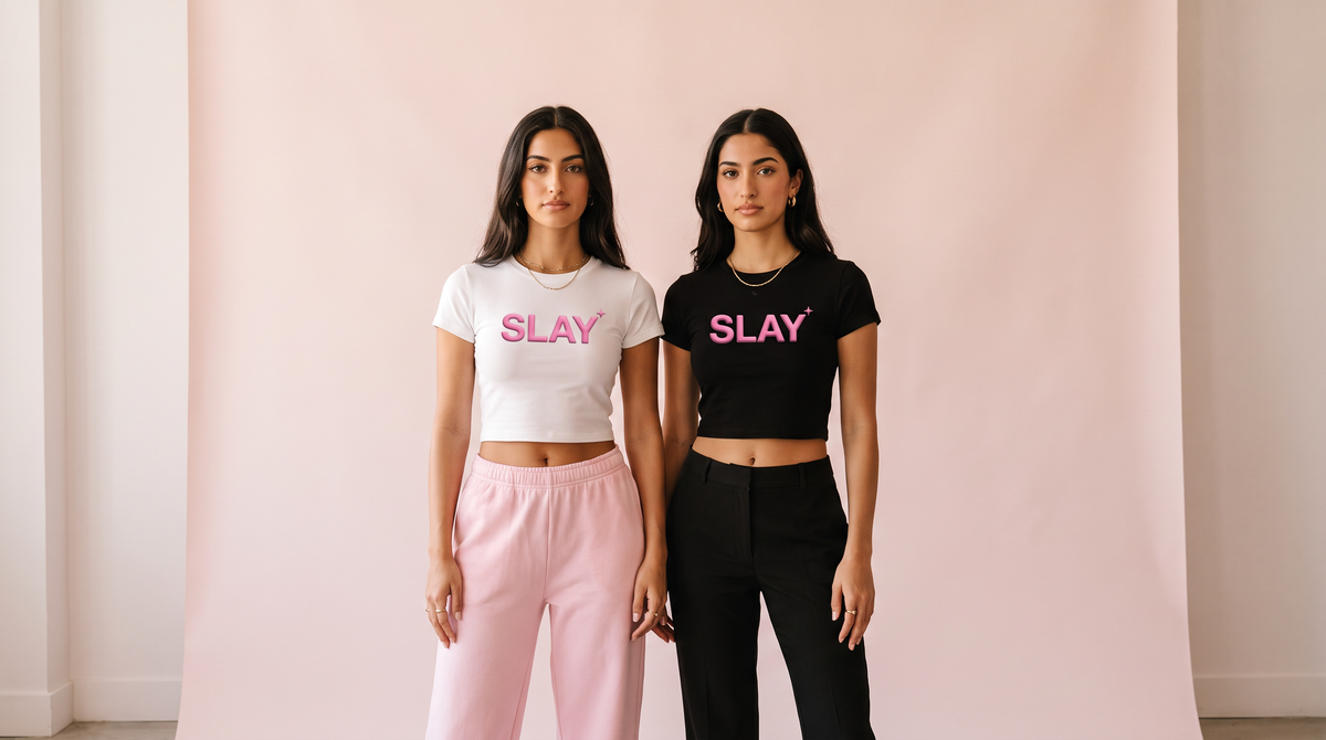 SLAY Crop Collection – beyaz ve siyah