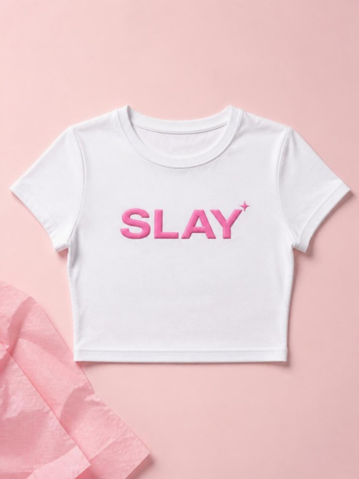 SLAY Basic Crop beyaz – ürün çekimi